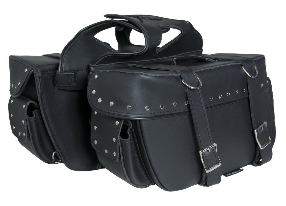DS321S Two Strap Saddle Bag w/ Studs Saddle Bags Virginia City Motorcycle Company Apparel 