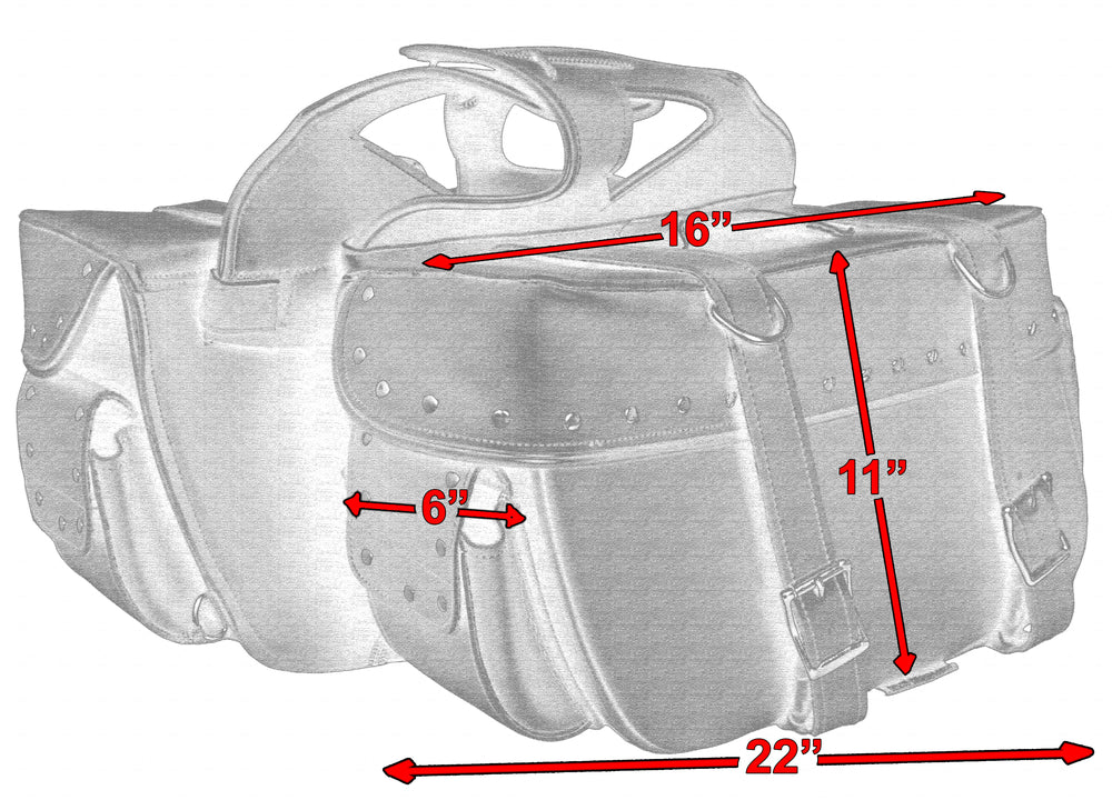 DS321S Two Strap Saddle Bag w/ Studs Saddle Bags Virginia City Motorcycle Company Apparel 