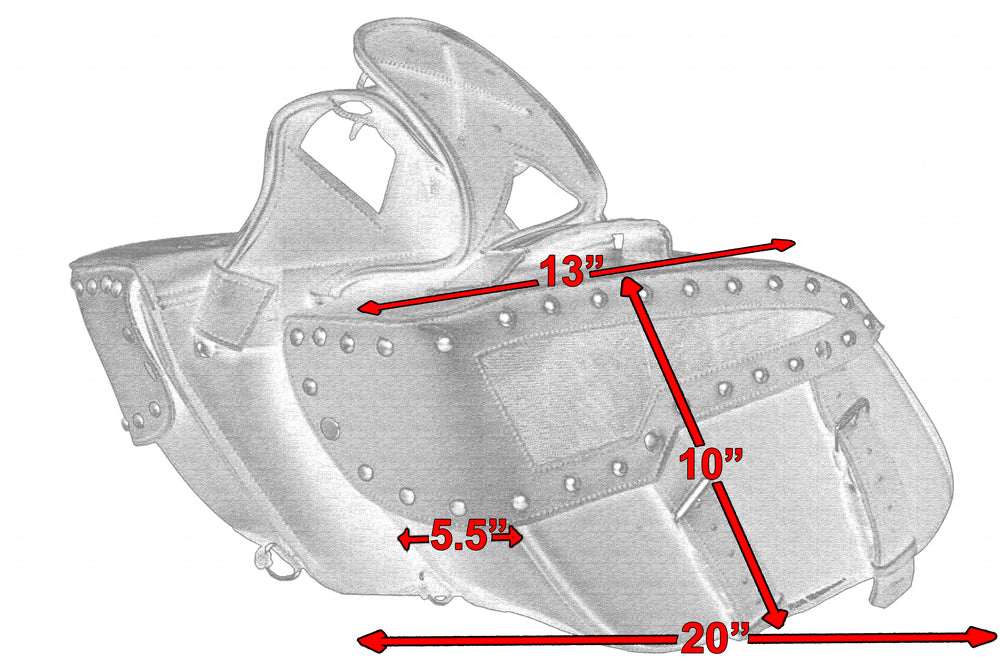 DS313S Two Strap Saddle Bag w/ Studs Saddle Bags Virginia City Motorcycle Company Apparel 