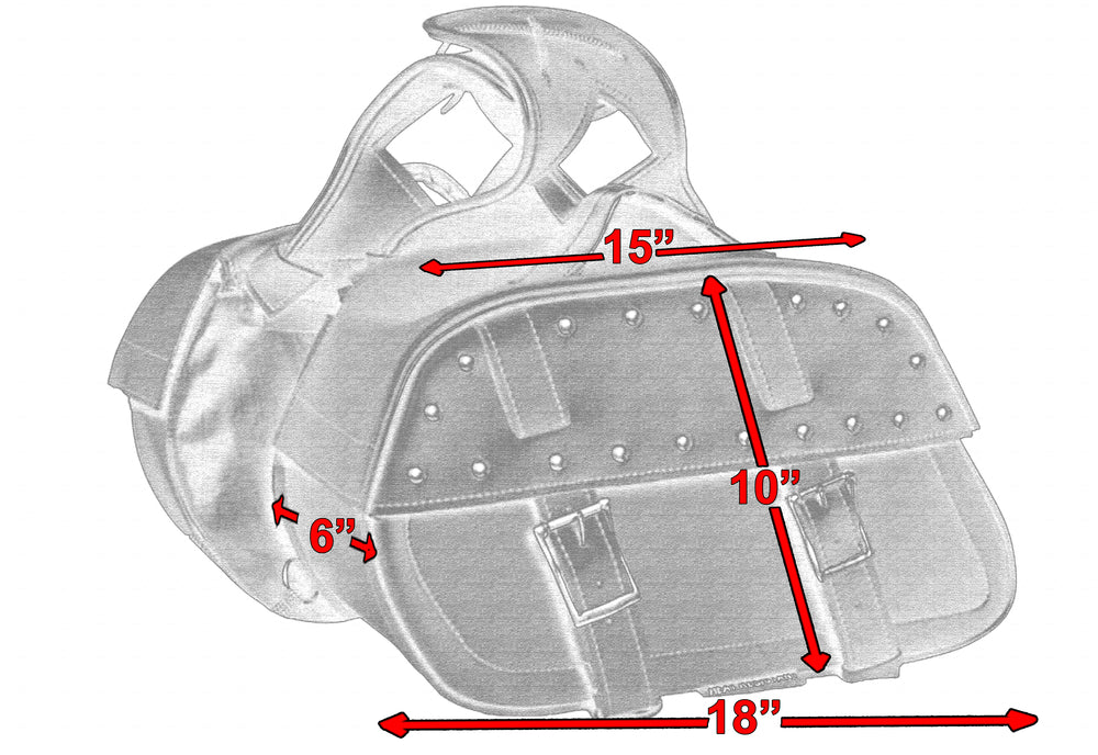 DS342S Two Strap Saddle Bag w/ Studs Saddle Bags Virginia City Motorcycle Company Apparel 