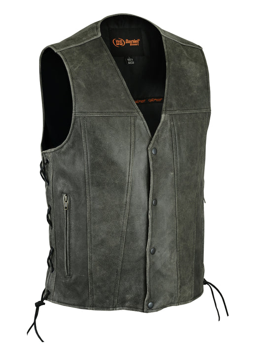 DS105V Men's Gray Single Back Panel Concealed Carry Vest Men's Vests Virginia City Motorcycle Company Apparel 