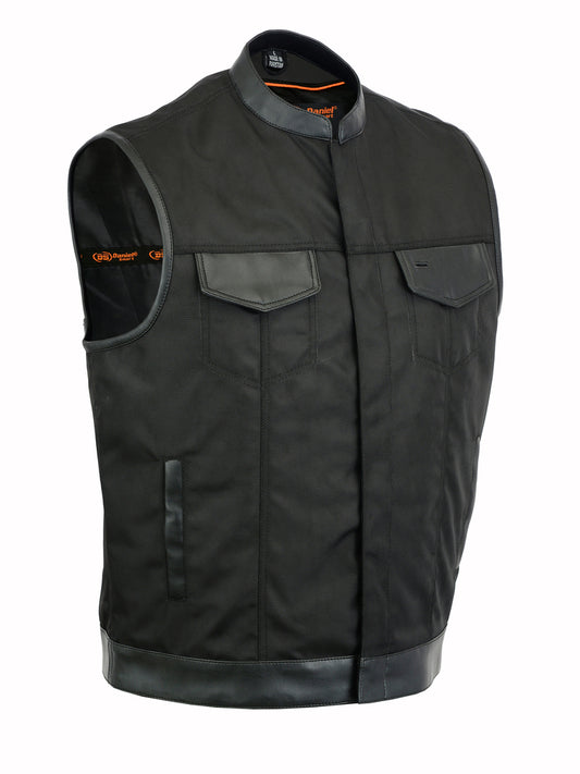 DS689 Concealed Snap Closure, Textile Material, Scoop Collar & Hidden Men's Vests Virginia City Motorcycle Company Apparel 