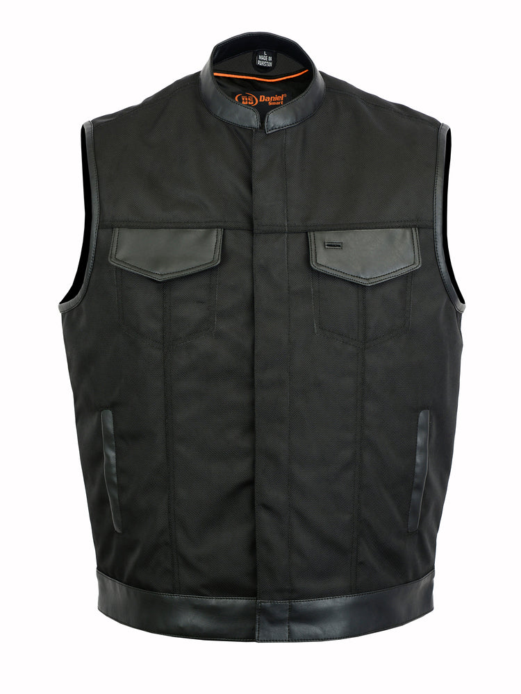 DS689 Concealed Snap Closure, Textile Material, Scoop Collar & Hidden Men's Vests Virginia City Motorcycle Company Apparel 