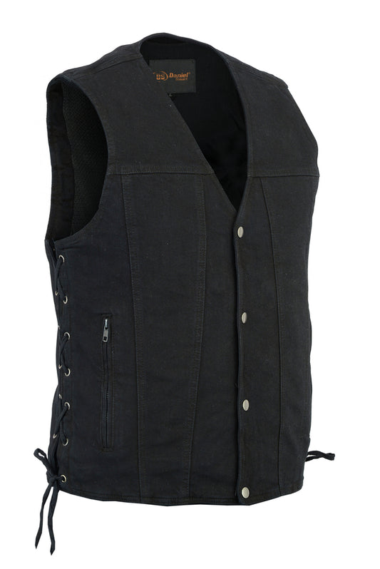 DM905BK Men's Single Back Panel Concealed Carry Denim Vest Men's Vests Virginia City Motorcycle Company Apparel 