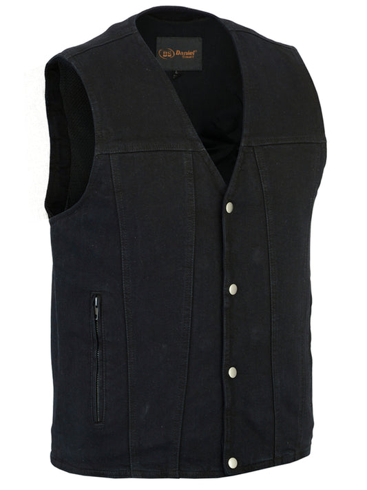 DM925BK Men's Single Back Panel Concealed Carry Denim Vest Men's Vests Virginia City Motorcycle Company Apparel 