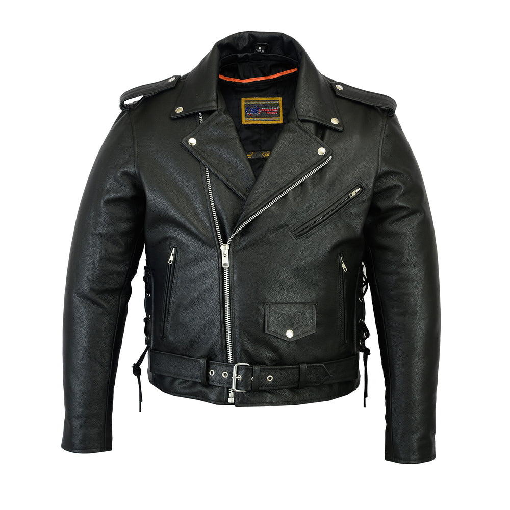 DS731 Men's Classic Side Lace Police Style M/C Jacket Men's Leather Motorcycle Jackets Virginia City Motorcycle Company Apparel 