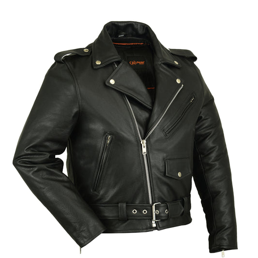 DS730 Men's Classic Plain Side Police Style M/C Jacket Men's Leather Motorcycle Jackets Virginia City Motorcycle Company Apparel 