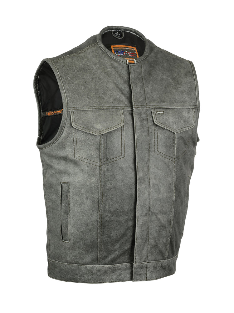 DS191V Concealed Snaps, Premium Naked Cowhide, Hidden Zipper, w/o Col Men's Vests Virginia City Motorcycle Company Apparel 