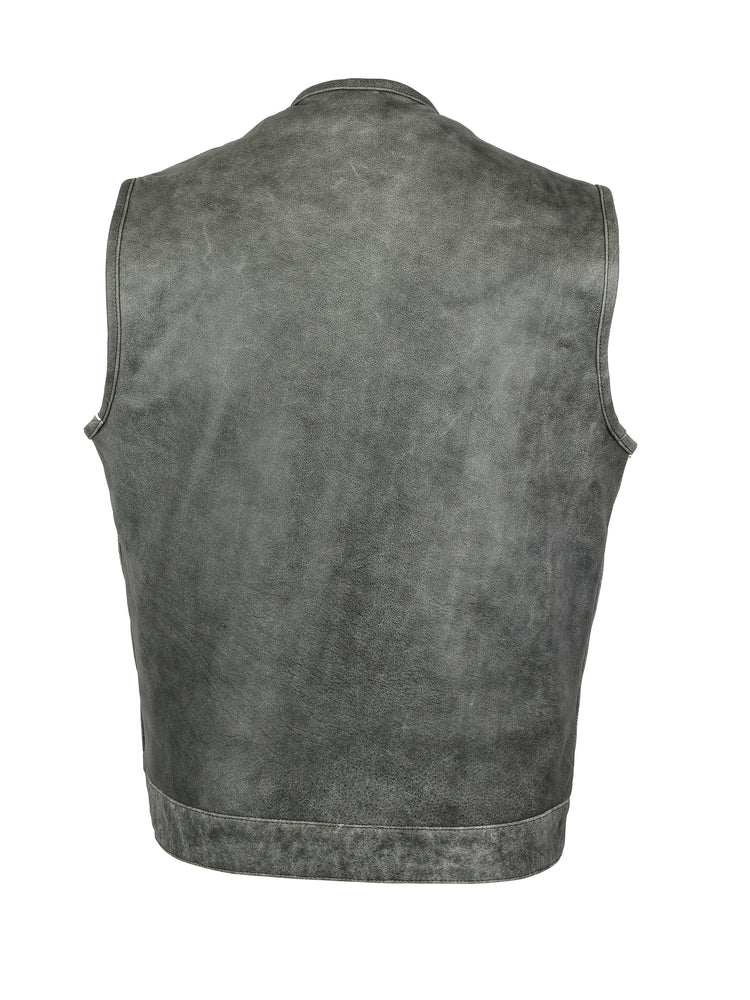 DS191V Concealed Snaps, Premium Naked Cowhide, Hidden Zipper, w/o Col Men's Vests Virginia City Motorcycle Company Apparel 