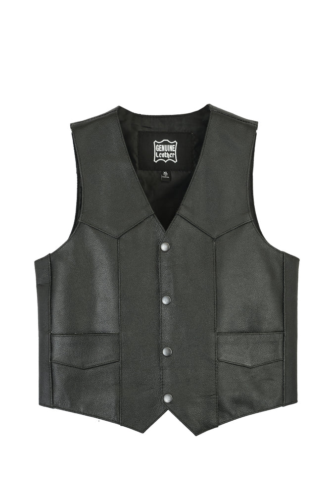 DS1725 Kids Traditional Style Plain Side Vest Kid's Leather Virginia City Motorcycle Company Apparel 