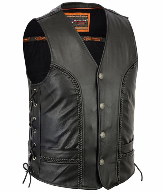 DS131 Men's Braided Vest Men's Vests Virginia City Motorcycle Company Apparel 