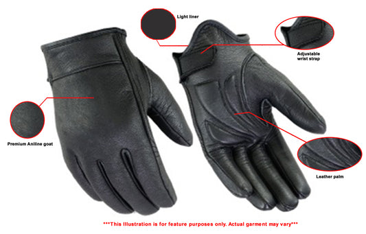 DS48 Premium Short Cruiser Glove Men's Lightweight Gloves Virginia City Motorcycle Company Apparel 