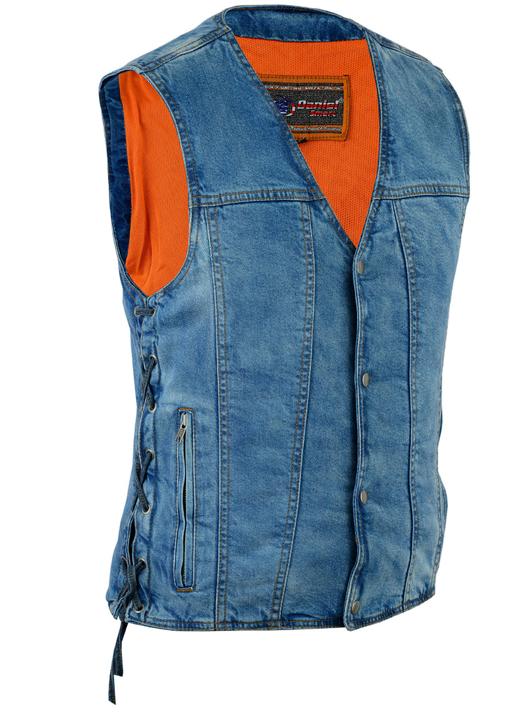 DM905BU    Men's Single Back Panel Concealed Carry Denim Vest Men's Vests Virginia City Motorcycle Company Apparel 