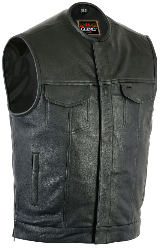 RC187 Upgraded Style Men's Leather Vest with Gun Pockets Men's Vests Virginia City Motorcycle Company Apparel in Nevada USA