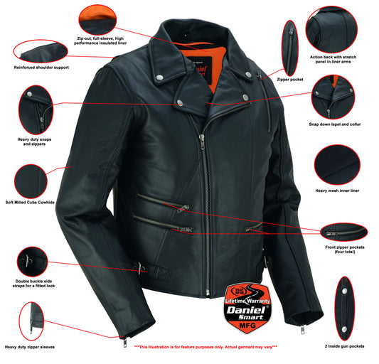 DS804 Women's Updated Stylish M/C Jacket Women's Leather Motorcycle Jackets Virginia City Motorcycle Company Apparel 