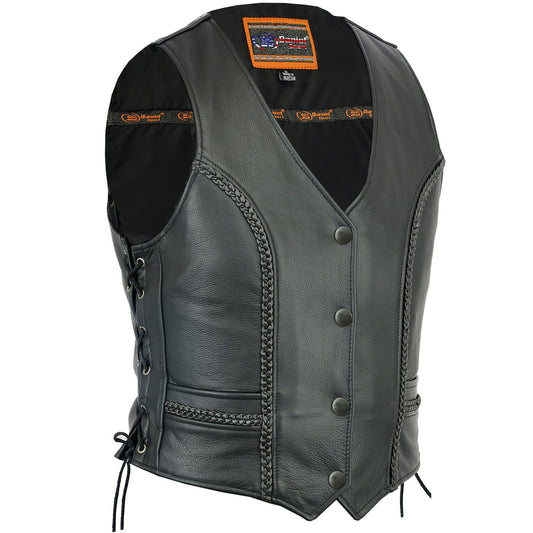 DS272 Women's Premium Braided Vest Women's Vests Virginia City Motorcycle Company Apparel 