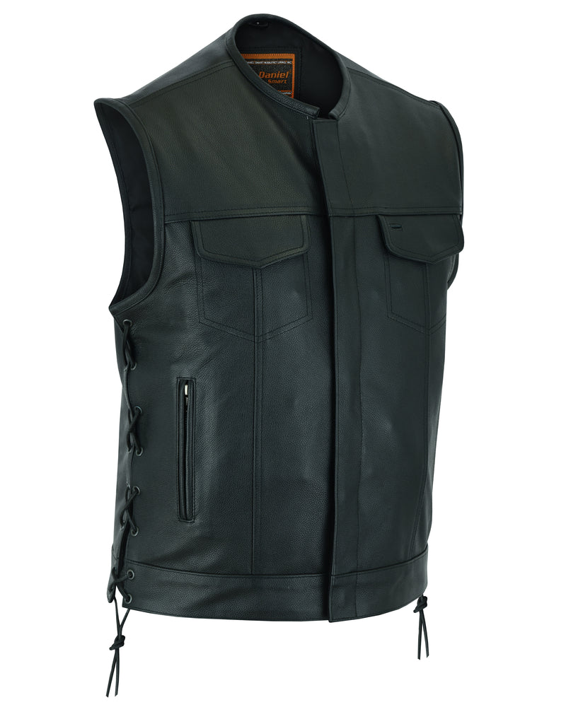 DS178 Upgraded Style Gun Pockets, Hidden 10" Gun Metal Zipper Men's Vests Virginia City Motorcycle Company Apparel 