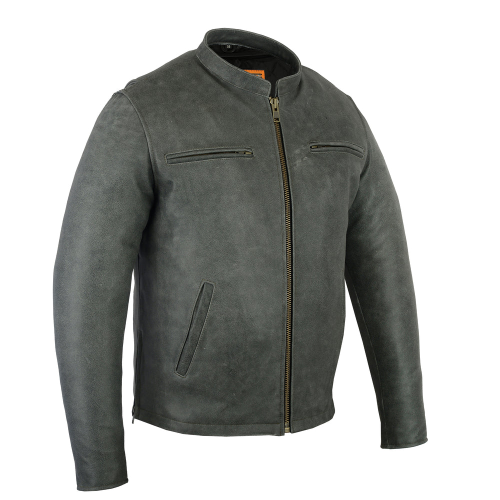 DS709 Men's Sporty Cruiser Jacket (GRAY) Men's Leather Motorcycle Jackets Virginia City Motorcycle Company Apparel 