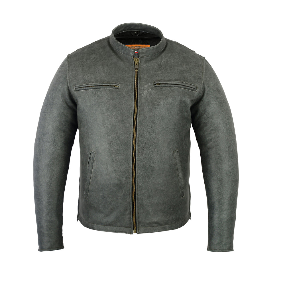 DS709 Men's Sporty Cruiser Jacket (GRAY) Men's Leather Motorcycle Jackets Virginia City Motorcycle Company Apparel 