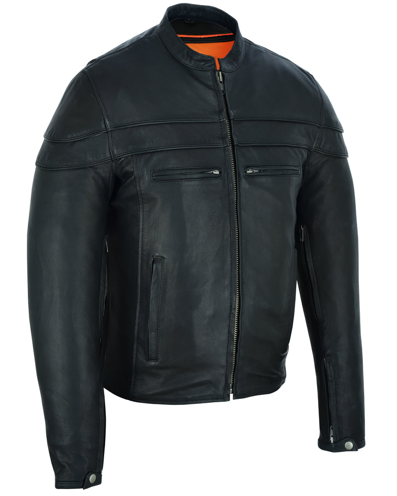 DS701TALL Men's Sporty Scooter Jacket - TALL Men's Leather Motorcycle Jackets Virginia City Motorcycle Company Apparel 