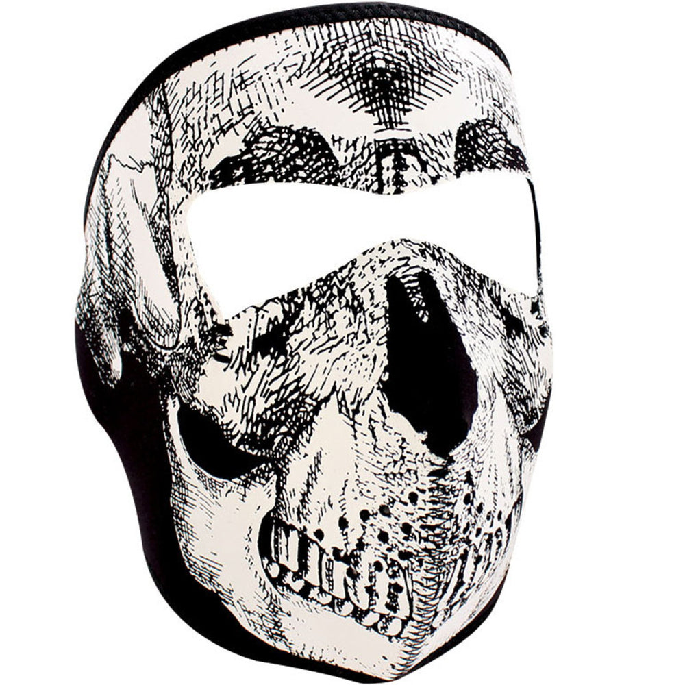 WNFM002 ZAN® Full Mask - Neoprene - Black and White Skull Face Full Facemasks Virginia City Motorcycle Company Apparel 