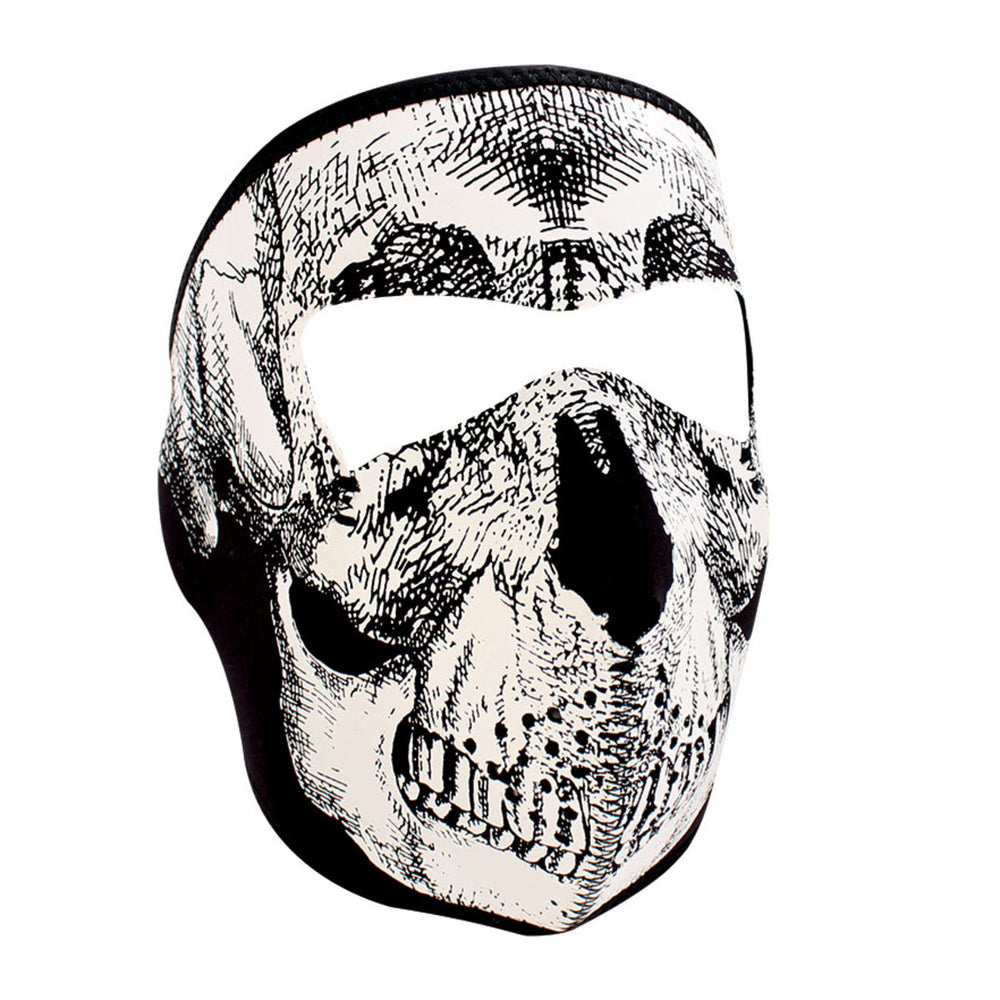 WNFM002G ZAN® Full Mask- Neoprene- Black and White Skull- Glow Full Facemasks Virginia City Motorcycle Company Apparel 