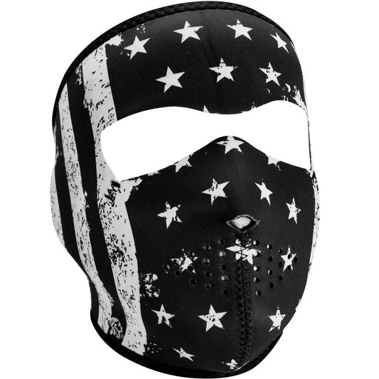 WNFM091 ZAN® Full Mask- Neoprene- Black and White Vintage Flag Full Facemasks Virginia City Motorcycle Company Apparel 