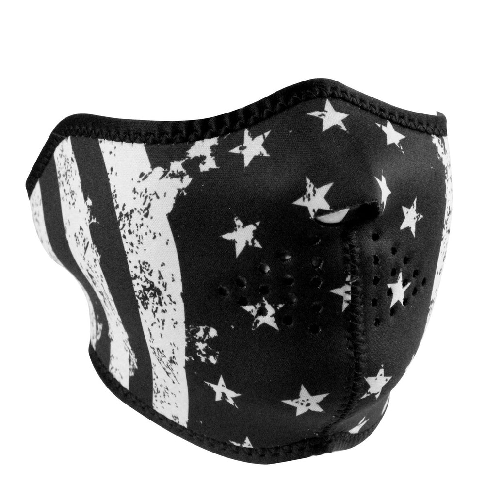 WNFM091H ZAN® Half Mask- Neoprene- Black and White Flag Half Facemasks Virginia City Motorcycle Company Apparel 