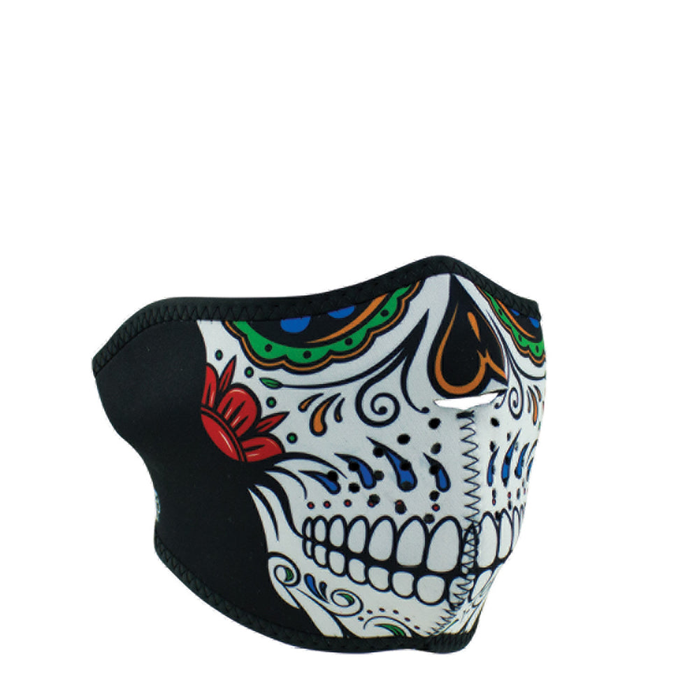 WNFM413H ZAN® Half Mask- Neoprene- Muerte Skull Half Facemasks Virginia City Motorcycle Company Apparel 
