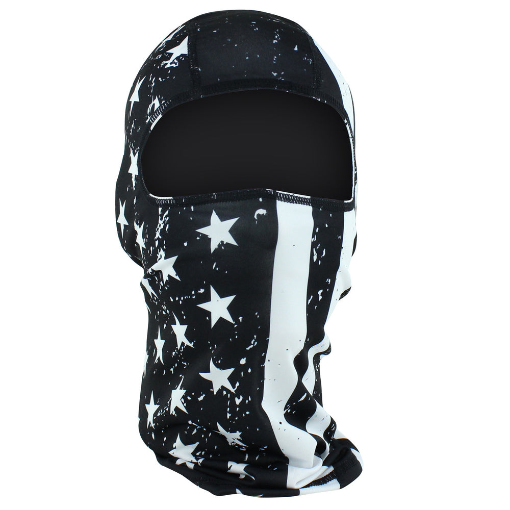 WBP091- ZAN® Balaclava- Polyester- B&W Flag Head/Neck/Sleeve Gear Virginia City Motorcycle Company Apparel 