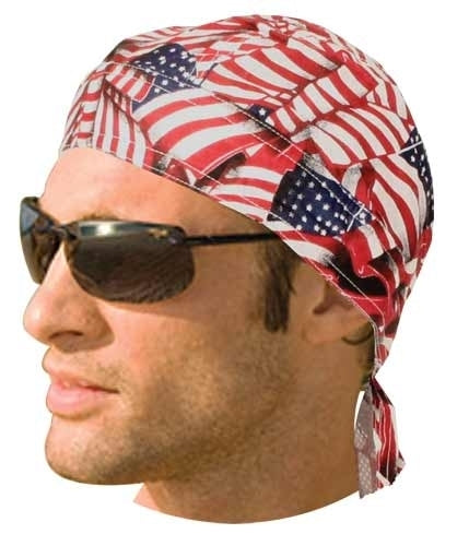 HW2612 Heaadwrap Tossed American Flag Headwraps Virginia City Motorcycle Company Apparel 