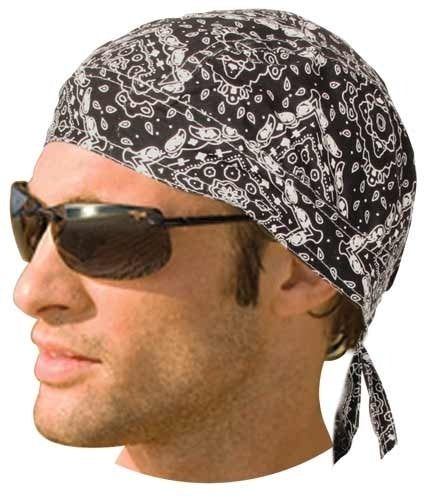 HW2617 Headwrap Paisley Black (Unlined) Headwraps Virginia City Motorcycle Company Apparel 