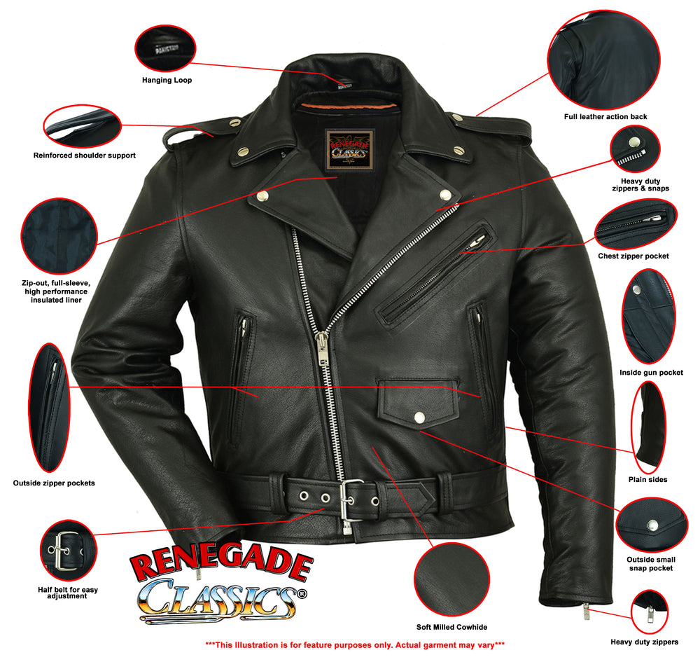 RC730 Men's Classic Plain Side Police Style Jacket Men's Jacket Virginia City Motorcycle Company Apparel in Nevada USA