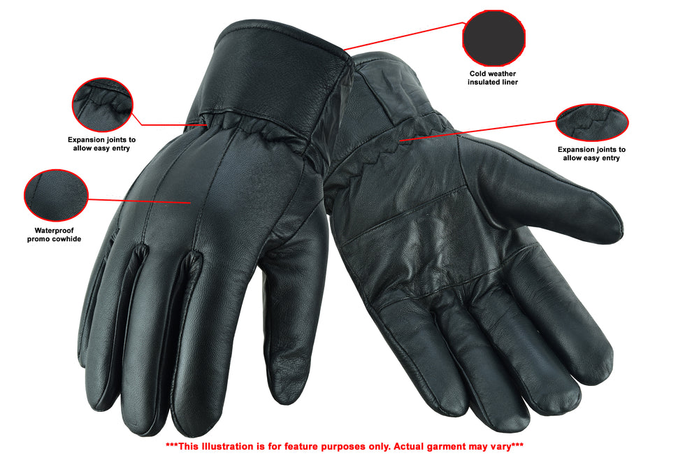 DS25 Cold Weather Insulated Glove Men's Gauntlet Gloves Virginia City Motorcycle Company Apparel 