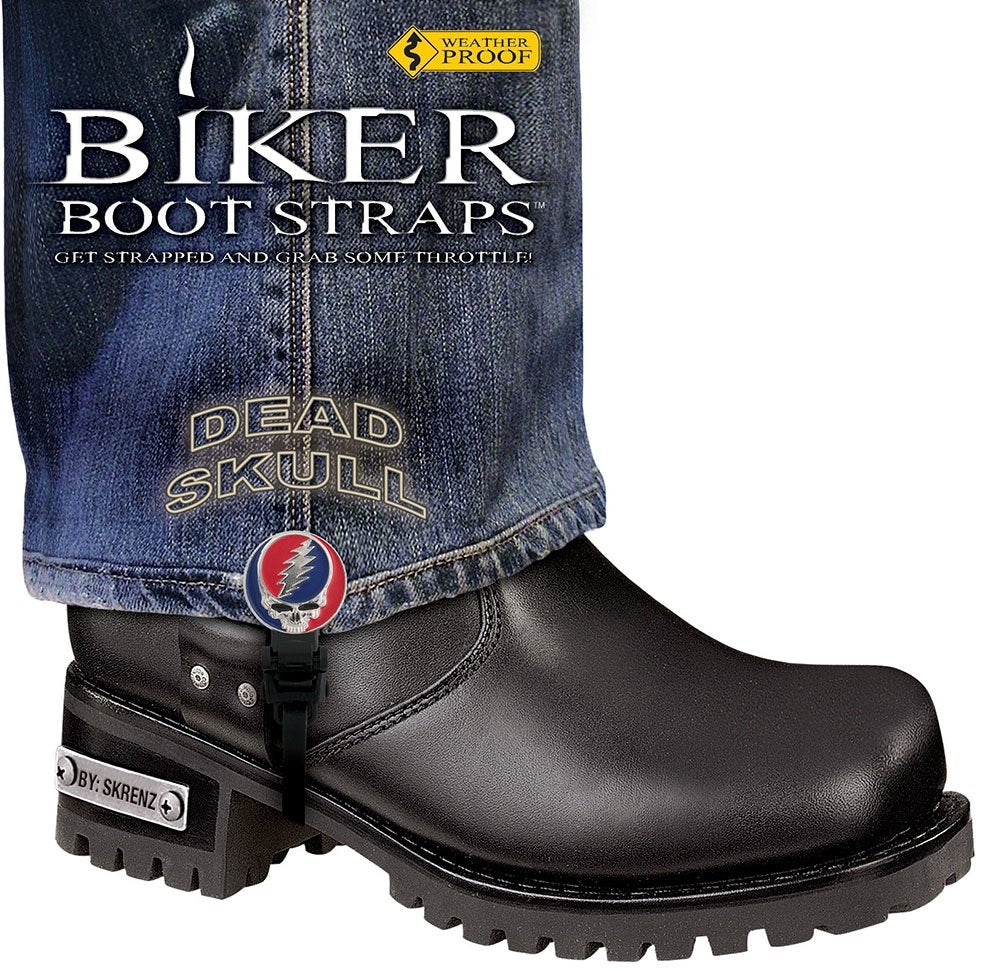BBS/DS6 Weather Proof- Boot Straps- Dead Skull- 6 Inch Biker Boot Straps Virginia City Motorcycle Company Apparel 