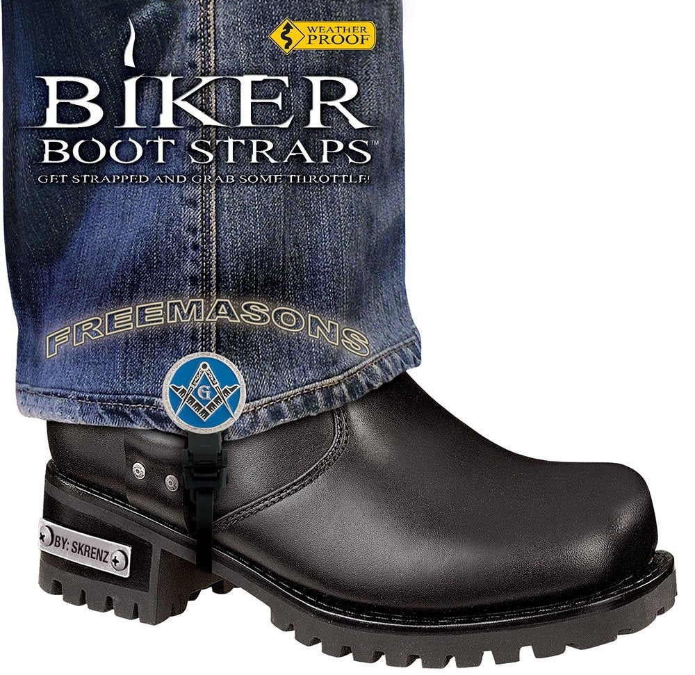 BBS/FM6 Weather Proof- Boot Straps- Freemasons- 6 Inch Biker Boot Straps Virginia City Motorcycle Company Apparel 