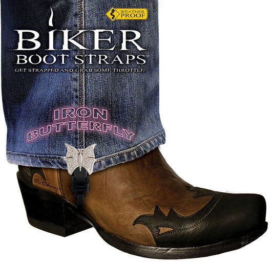 BBS/IB4 Weather Proof- Boot Straps- Iron Butterfly- 4 Inch Biker Boot Straps Virginia City Motorcycle Company Apparel 
