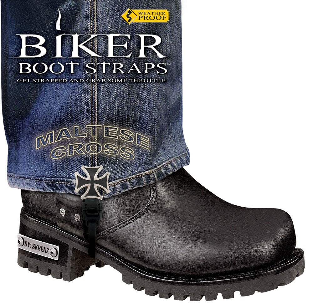 BBS/MC6 Weather Proof- Boot Straps- Maltese Cross- 6 Inch Biker Boot Straps Virginia City Motorcycle Company Apparel 