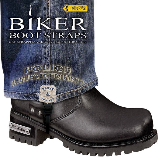 BBS/PD6 Weather Proof- Boot Straps- Police Department- 6 Inch Biker Boot Straps Virginia City Motorcycle Company Apparel 
