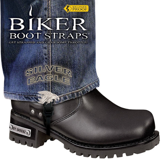 BBS/SE6 Weather Proof- Boot Straps- Silver Eagle- 6 Inch Biker Boot Straps Virginia City Motorcycle Company Apparel 