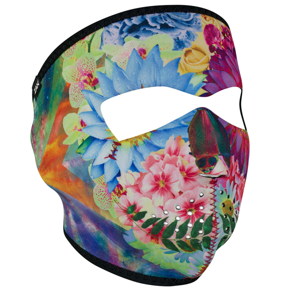 WNFM182 ZAN® Full Mask- Neoprene- Flower Skull Full Facemasks Virginia City Motorcycle Company Apparel 