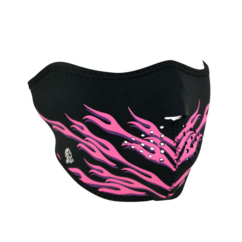 WNFM054H ZAN® Half Mask- Neoprene- Pink Flames Half Facemasks Virginia City Motorcycle Company Apparel 