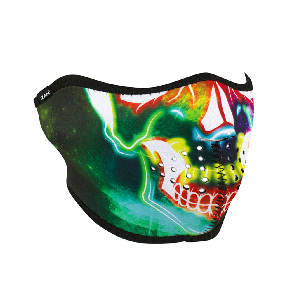 WNFM098H ZAN® Half Mask- Neoprene- Neon Skull Half Facemasks Virginia City Motorcycle Company Apparel 