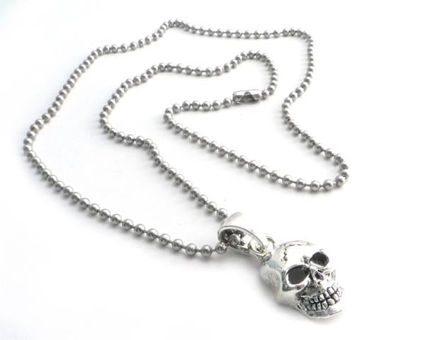 NSBC-SKXL Skull Pendant on Stainless Steel 30" shot beed ball chain Necklaces/ Chokers Virginia City Motorcycle Company Apparel 
