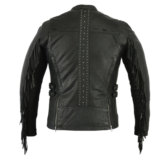 DS880 Women's Stylish Jacket with Fringe Women's Leather Motorcycle Jackets Virginia City Motorcycle Company Apparel 