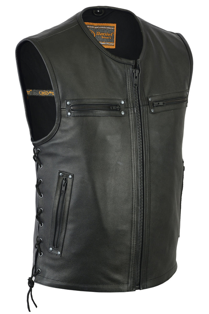 DS146 Men's Zipper Front Single Back Panel Concealed Carry Vest Men's Vests Virginia City Motorcycle Company Apparel 