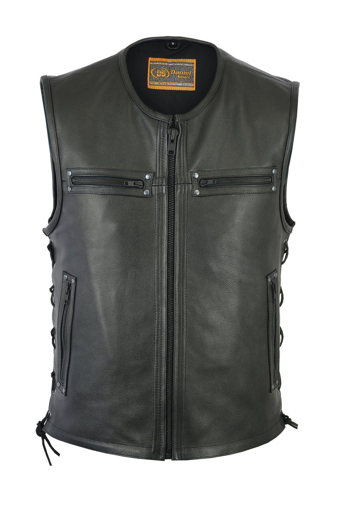DS146 Men's Zipper Front Single Back Panel Concealed Carry Vest Men's Vests Virginia City Motorcycle Company Apparel 