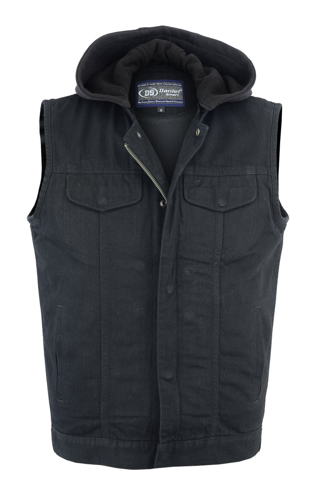 DM982 Men's Black Denim Single Back Panel Concealment Vest w/Rem Men's Vests Virginia City Motorcycle Company Apparel 