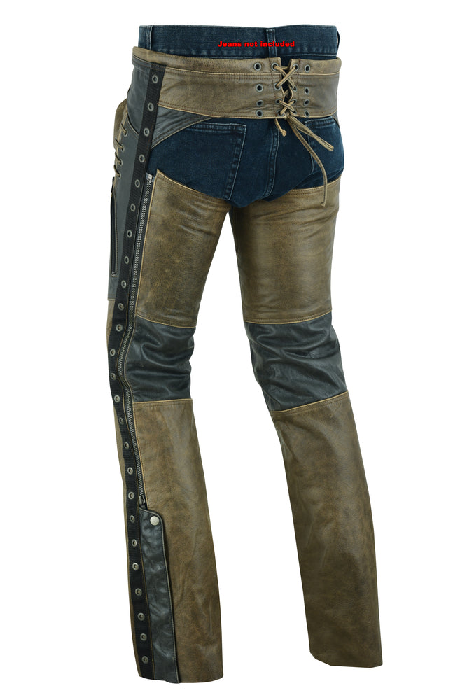 DS498 Women's Stylish Lightweight Hip Set Chaps- Two Tone Women's Chaps & Pants Virginia City Motorcycle Company Apparel 