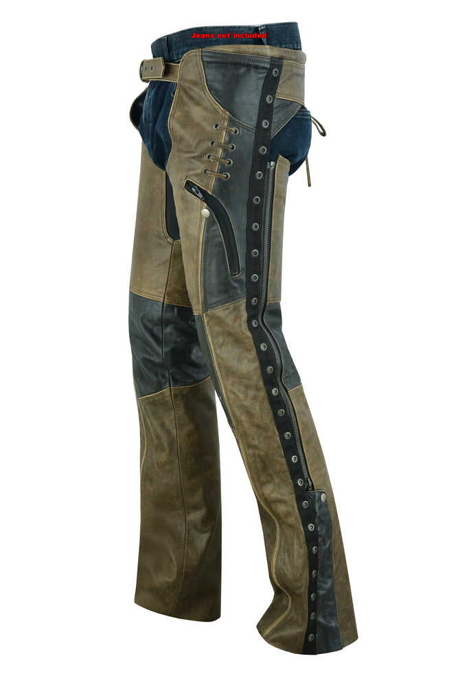 DS498 Women's Stylish Lightweight Hip Set Chaps- Two Tone Women's Chaps & Pants Virginia City Motorcycle Company Apparel 